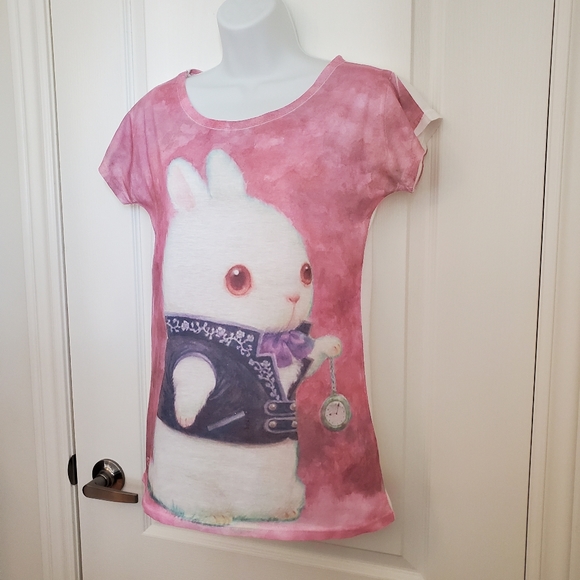 🎉3/$39 White Rabbit Tee - Alice In Wonderland - Picture 9 of 11